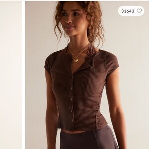 FREE PEOPLE MOST WANTED CARDI CHOCOLATE